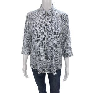 Amina Rubinacci Women Silk Animal Print Collared Button Up 3/4 Sleeve Size 46